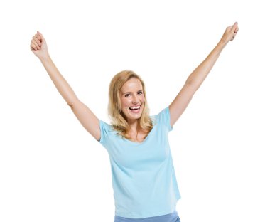 Cheerful Smart Casual Woman Celebrating clipart