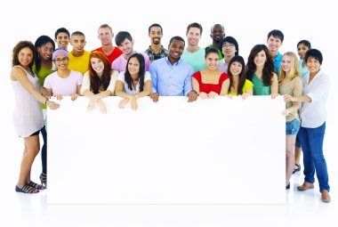 Large Group of People Holding Board clipart