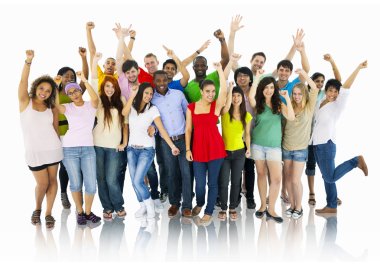 Large Group of People Celebrating clipart
