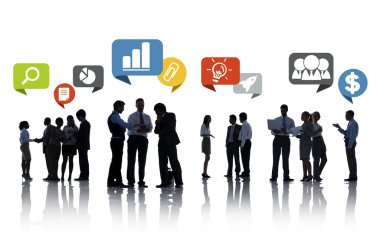 Konuşma baloncukları olan iş adamları