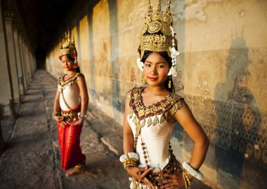Traditional aspara dancers clipart