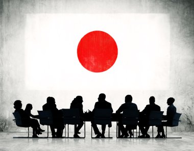 İş adamları ve Japonya bayrağı