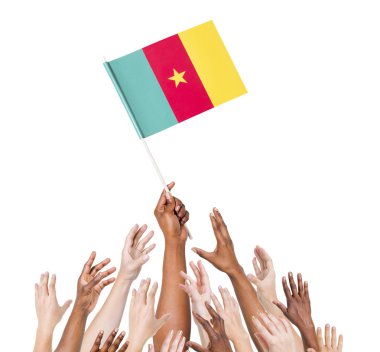 Kamerun bayrağı tutan eller