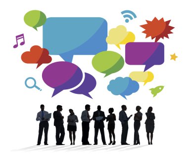 Konuşma baloncukları olan iş adamları