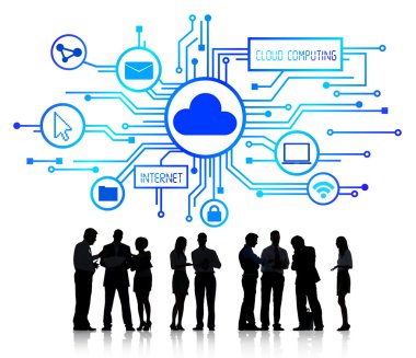 İş adamları tartışırken Cloud Computing