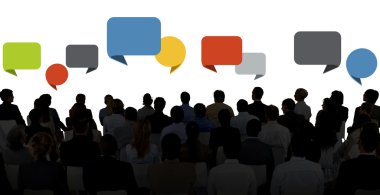 Siluet grup iş adamları Semineri