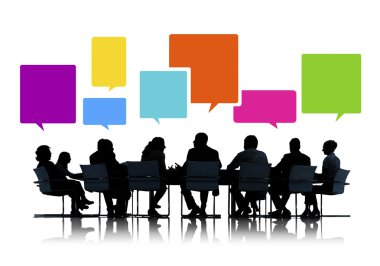 Konuşma baloncukları olan iş adamları