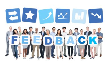 People holding word feedback clipart