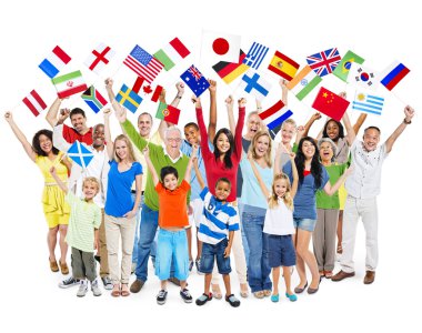 Bayraklar tutarken kutlama Eople