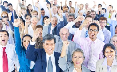 İş kişi eller yukarı