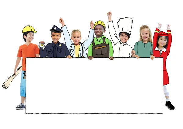 Группа детей с профессиональными концепциями профессии — стоковое фото