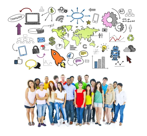 Large group of Student of Social Networking — Stock Photo, Image