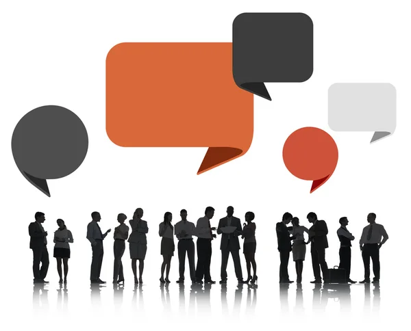 People Discussing with Speech Bubbles — Stock Photo, Image