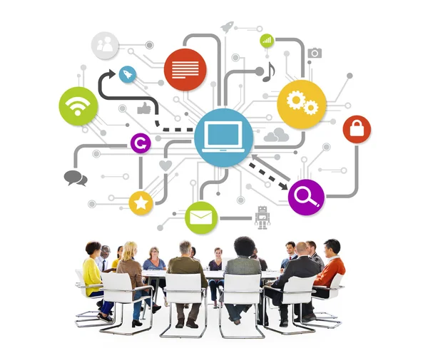 Group of People in a Meeting and Social Networking — Stock Photo, Image