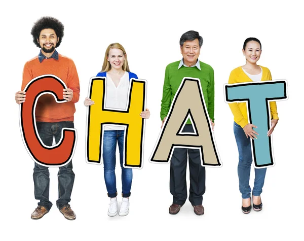People Standing Holding Chat — Stock Photo, Image