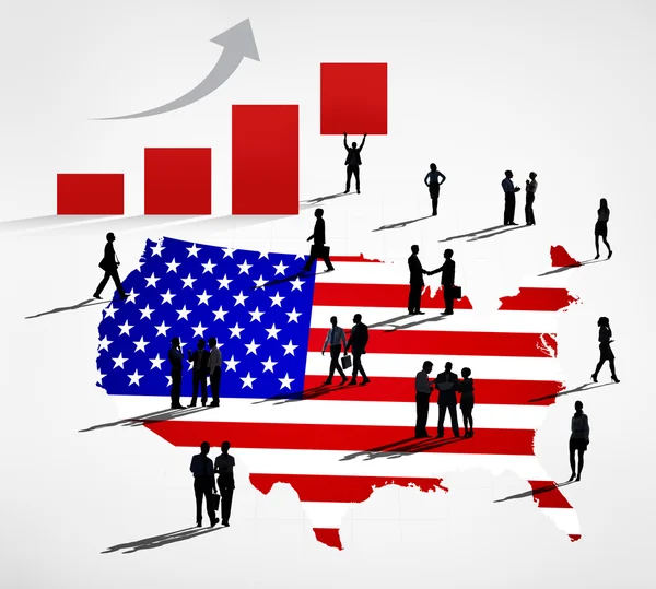 Business People Sulla bandiera degli Stati Uniti — Foto Stock