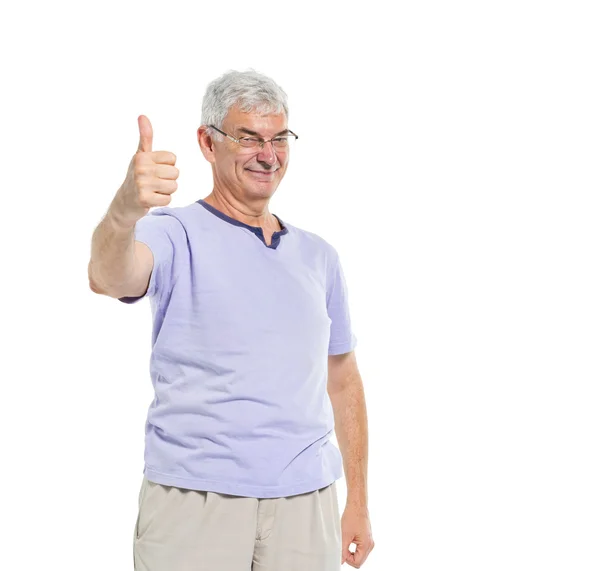 Starý muž dává palec — Stock fotografie