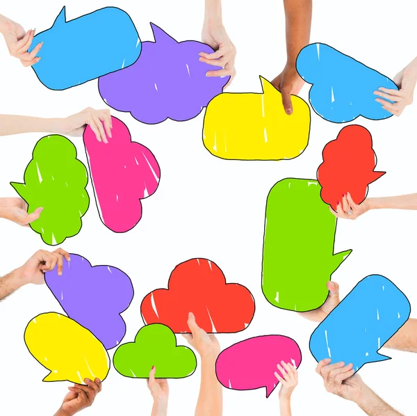 People and Colorful Speech Bubbles — Stock Photo, Image