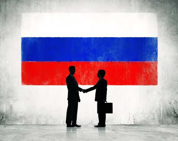 Biznesmenów i Flaga Rosji — Zdjęcie stockowe