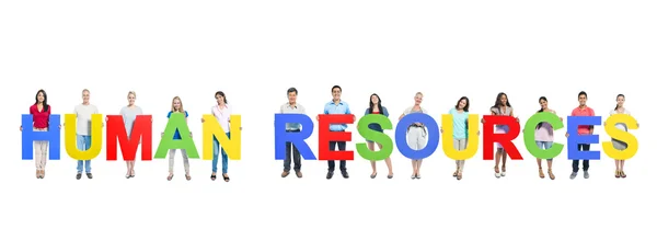 People holding 'HUMAN RESOURCES' letters — Stock Photo, Image