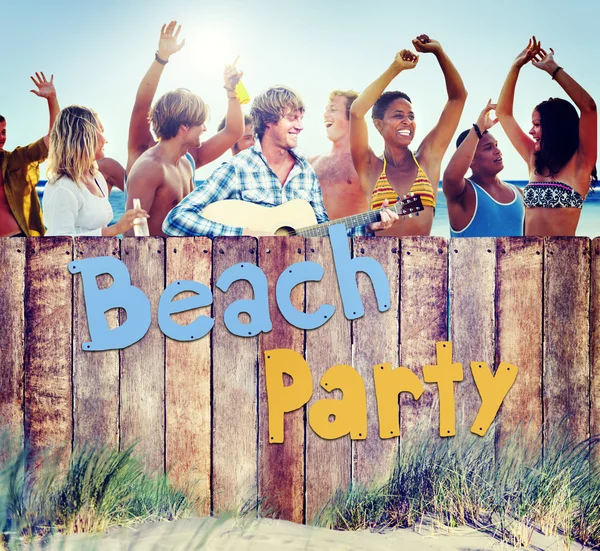 Insanlar ve beach party grup — Stok fotoğraf