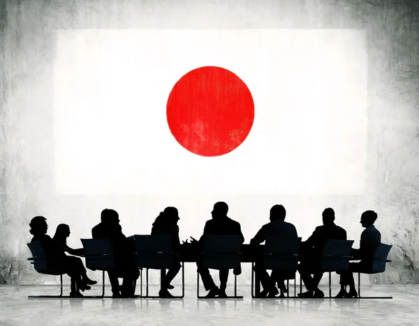 Business People and Flag of Japan — Stock Photo, Image