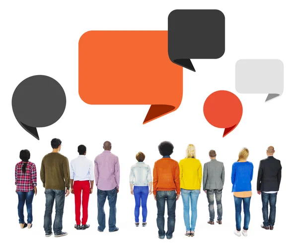 People Facing Backwards with Speech Bubbles — Stock Photo, Image