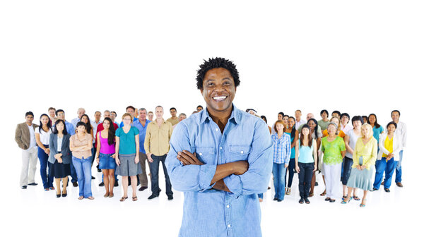 Black person standing out of crowd