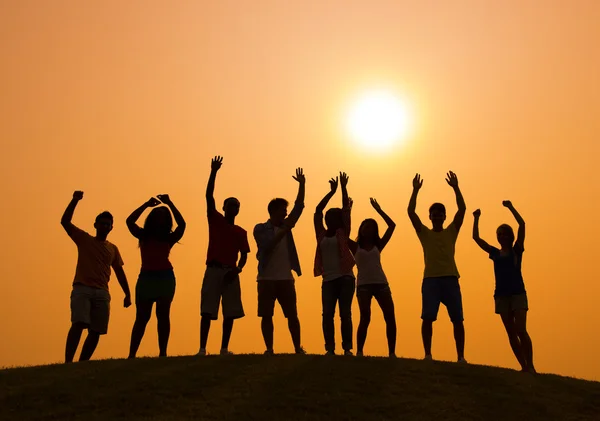 People on party at Sunset — Stock Photo, Image