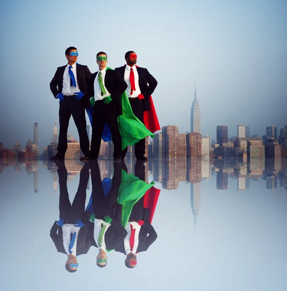 Superhero businessmen infront of New York — Stock Photo, Image