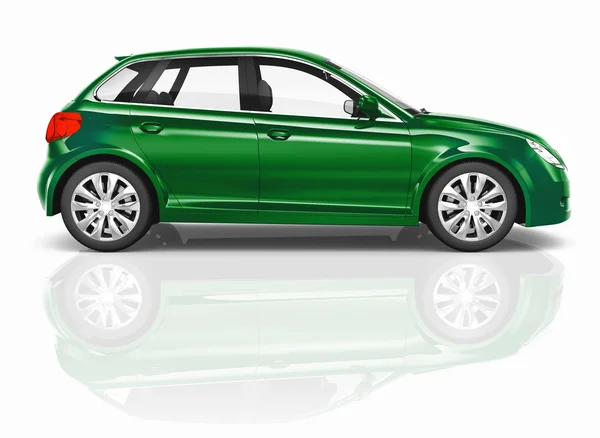 Ilustración verde del coche de Hatchback 3D — Foto de Stock