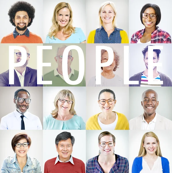 Retrato de gente alegre multiétnica — Foto de Stock