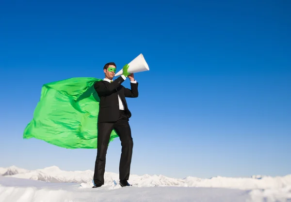 Superhero with Megaphone — Stock Photo, Image