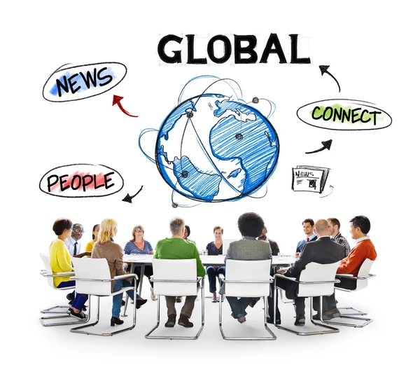Människor har möte om Global kommunikation — Stockfoto