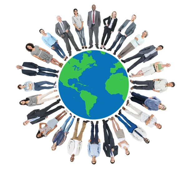 Multiethnic People around Globe — Stock Photo, Image