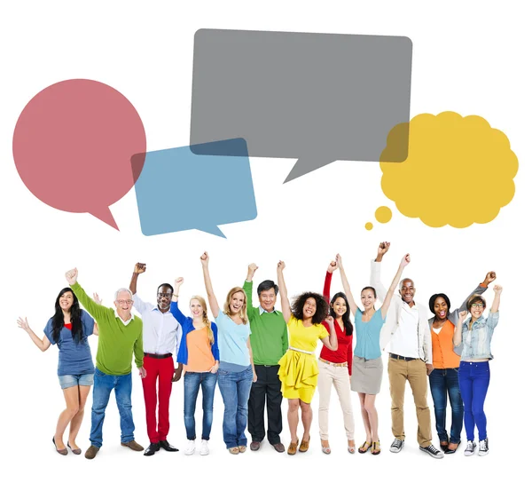 Group of People with Speech Bubbles — Stock Photo, Image