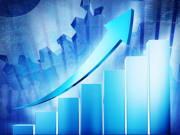 Gráfico de crescimento com sinal de seta — Fotografia de Stock