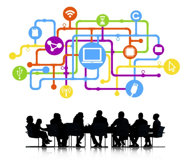 Business people and Computer network Connection — Stock Photo, Image