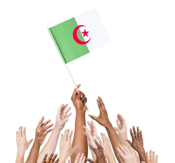 Gente con bandera argelina —  Fotos de Stock