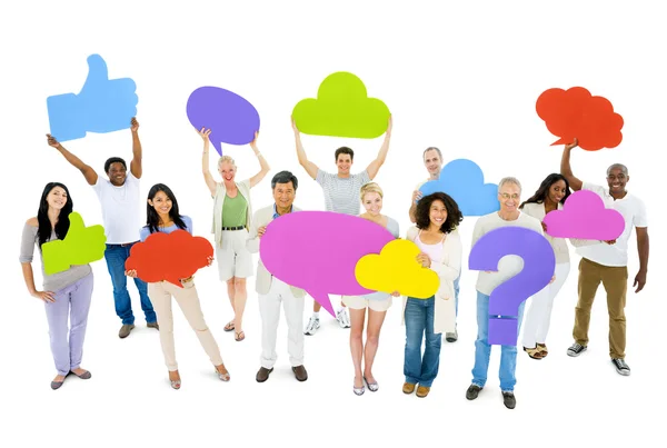 People Holding Colorful Speech Bubbles — Stock Photo, Image