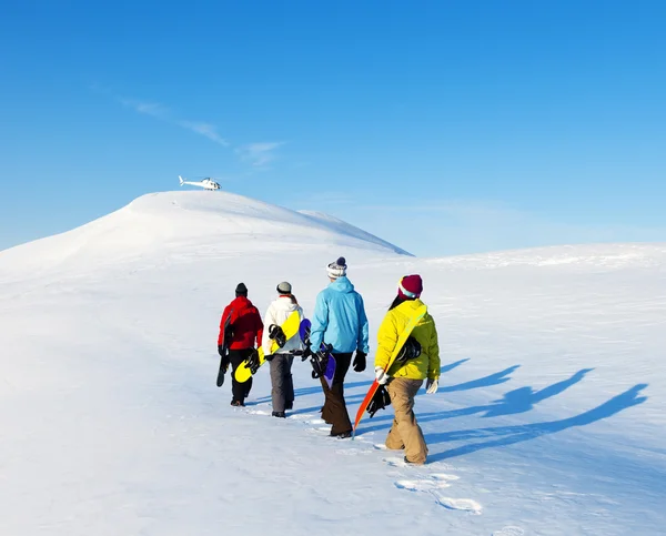 Grupa snowboardzistów — Zdjęcie stockowe