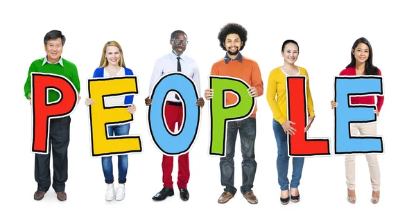 DIverse People Holding Text People — Stock Photo, Image