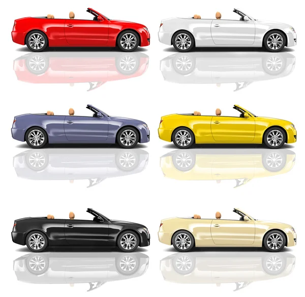 Bunte 3d moderne Autos — Stockfoto