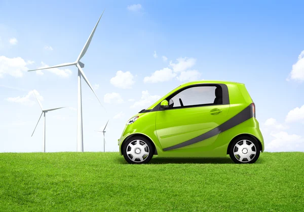 Elektryczny samochód zielony — Zdjęcie stockowe