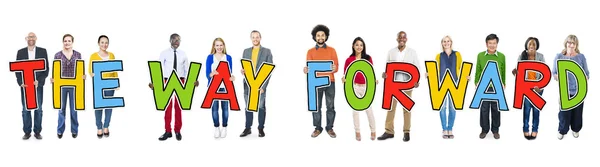 Group of People Holding Text The Way Forward — Stock Photo, Image