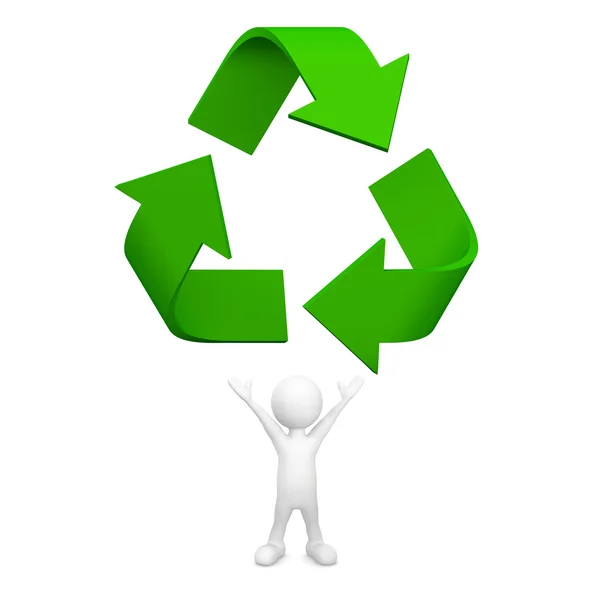 3D man with Recycle symbol — Stock Photo, Image