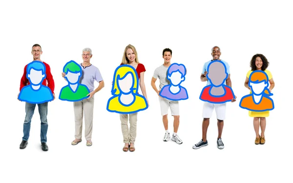 People holding avatars — Stock Photo, Image