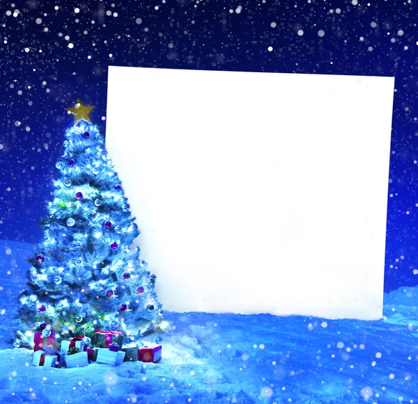 Afiş ile Noel ağacı — Stok fotoğraf