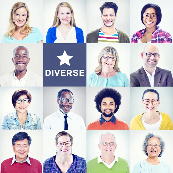 Portraits of Multiethnic Diverse Colorful People — Stock Photo, Image