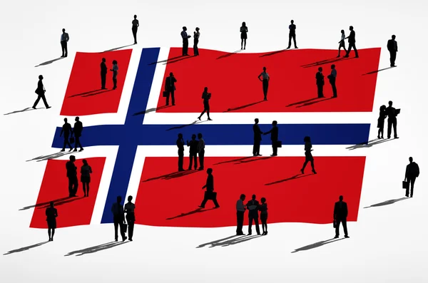 Geschäftsleute auf norwegischer Flagge — Stockfoto